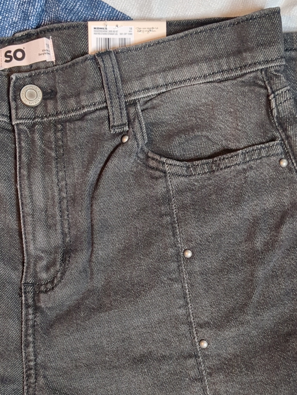 SO Girl's Black Straight Jeans with Stud Accents - Picture 6 of 16